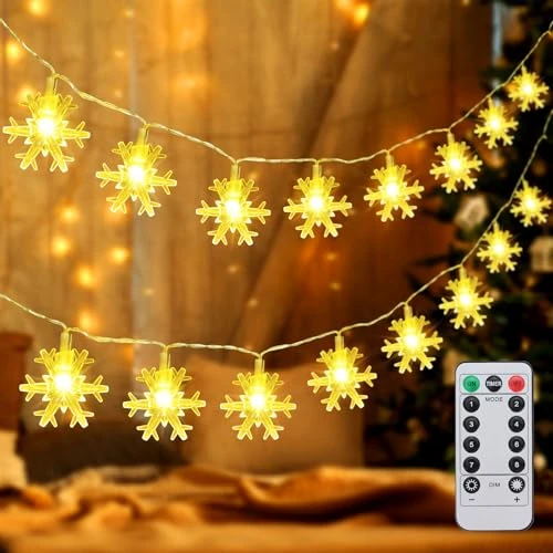 Offerta a tempo: Catena Luminosa Natale, 7.5M 50LED Fiocco di Neve Luci Albero di Natale, 8 Modalità Lucine Led Decorative a Batteria Impermeabile, Decorazioni Natalizie Per Interni Esterno Festa Matrimonio Balconi - 24% da 11.89 € a 8.99 €