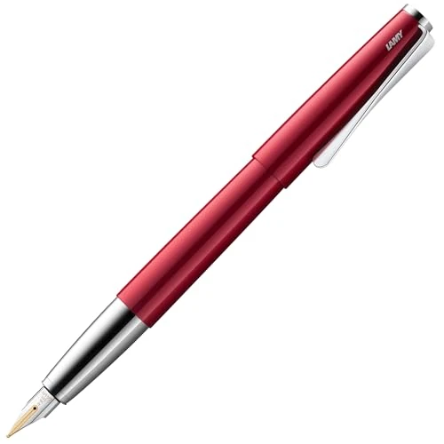LAMY studio pianored - Vulpen van staal met elegante glanslak - 14 kt. gouden penpunt, gedeeltelijk geplatineerd in puntbreedte OM - incl. Inktpatroon LAMY T10 blauw