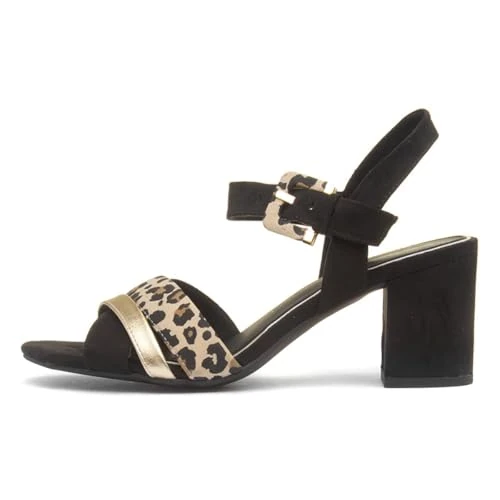 Limited-time offer: MARCO TOZZI Women's Sandal Soft Feel Me Footbed Vegan Soft Lining Chic, Black (Black/Leo), 4 UK from 42.99 £ to 39.99 £ (save 7%)