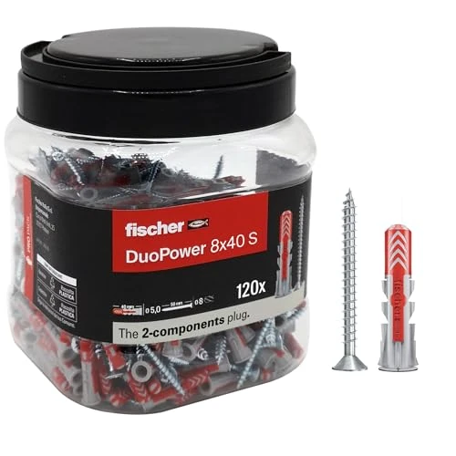 Oferta limitada: Fischer Propack Duopower 572886-120 tacos con tornillo en bote reutilizable para fijación en hormigón, mampostería y cartón yeso, 8 x 40 cm de 21.21 € a 21.21 € (ahorro 0.00%)