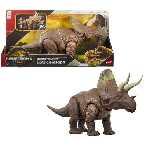 Tijdelijke aanbieding: Mattel Jurassic World Rebirth Gigantische Verwoesters Eotriceratops, dinosaurusfiguur, speelgoed, grote soort, staart activeert vernietigende aanvallen, digitaal spelen, JGB93 van 23.22 EUR naar 23.22 EUR (korting 0%)