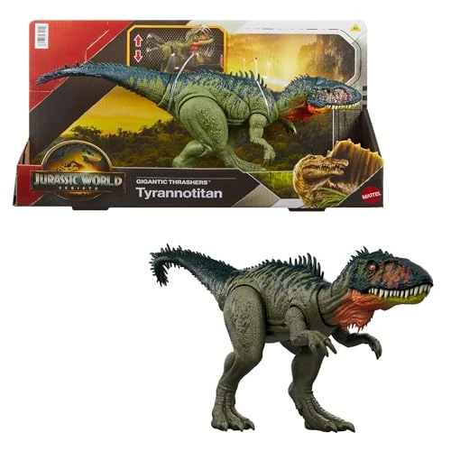 Offre limitée : Mattel Jurassic World : Renaissance Méga Prédateurs Tyrannotitan Figurine de dinosaure avec 2 coups dévastateurs activés grâce à sa queue, jeu virtuel, JCL75, Rouge - Tyrannothan de 30.03 EUR à 28.23 EUR (remise 6%)