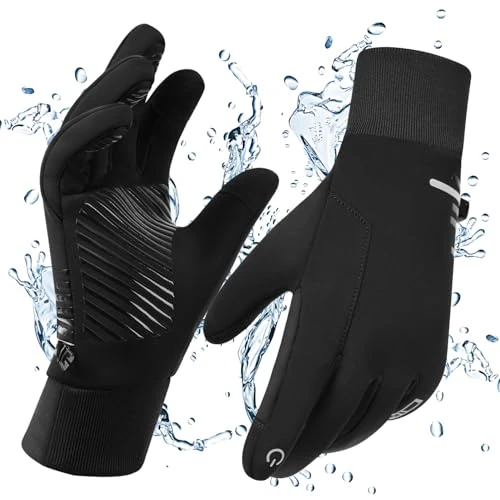 kyncilor Guantes de invierno impermeables para hombre, guantes de moto de invierno para mujer, forro suave, pantalla táctil, silicona antideslizante, térmicos para esquí, bicicleta, correr