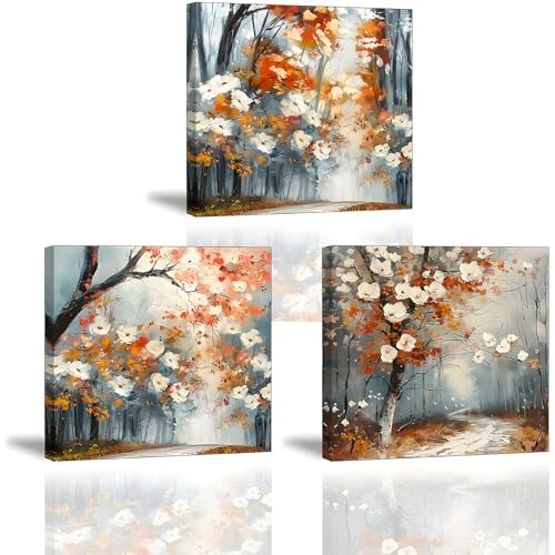Tijdelijke aanbieding: PIY PAINTING Afbeelding op canvas, landschap op canvas, print op canvas, bloemen in bloemen, rustieke moderne afbeeldingen, keuken voor badkamer, slaapkamer, als verjaardagscadeau 30 x 30 cm, 3 stuks, van 33.98 € naar 33.98 € (0.00%