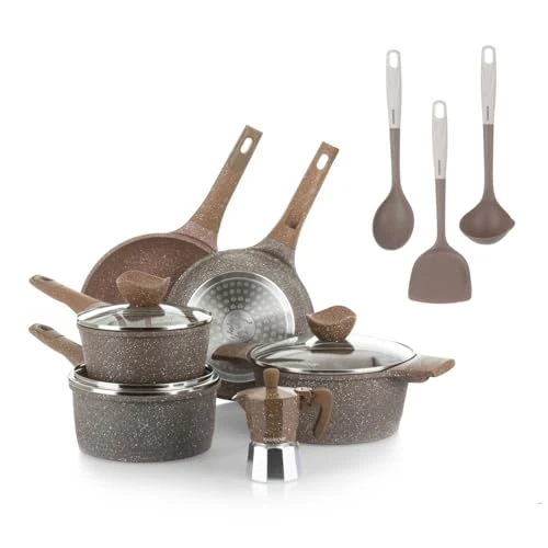 Offerta a tempo: KASANOVA batteria di pentole antiaderenti 0 Grassi 12 pezzi - pentole per induzione e ogni piano cottura, sempre antiaderenti - 45% da 199.00 € a 109.00 €