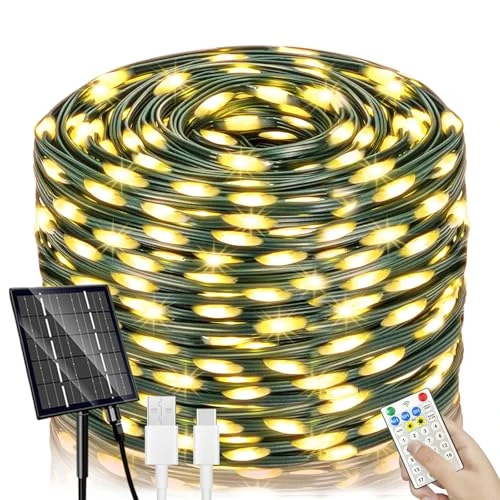 Limitiertes Angebot: SOLARBABY Lichterkette Außen Solar,60M 600 LED Solar Lichterkette Aussen Wetterfest IP65,19 Modi Warmweiß Solar Weihnachtsbeleuchtung Außen für Garten Terrasse Balkon Party Hof Weihnachten Deko von 39.99 EUR auf 25.49 EUR (Spare 36%)
