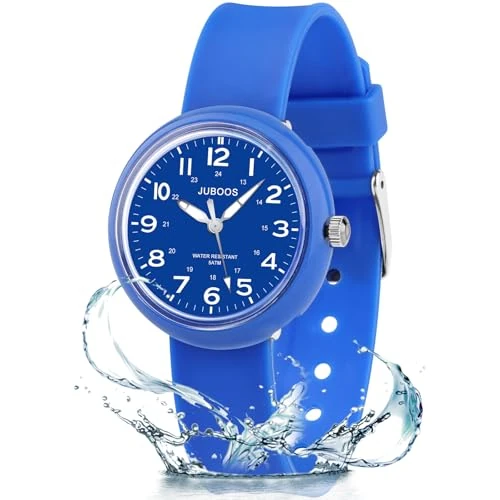 Offerta a tempo: Juboos Orologio analogico per bambini e bambine, impermeabile fino a 3 atm, con gatto, facile da leggere, Viola, orologio gatto bambini (Dark Blu) - 50% da 11.99 € a 5.99 €