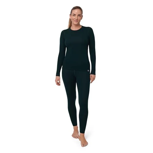 DANISH ENDURANCE sous-vêtements Thermiques en Laine mérinos Chaudes pour Femmes, Ensemble de Couches de Base Thermique pour Femmes, Haut & Bas, Vert foncé, M