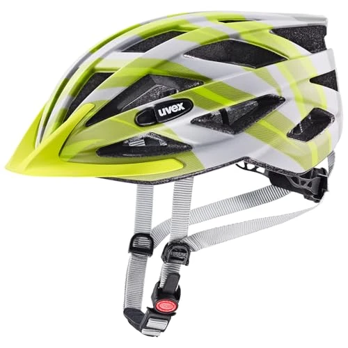 uvex air wing cc - lightweight all-round helmet for women and men - individually adjustable fit - expandable with LED light - grey-lime matt - 52-57 cm