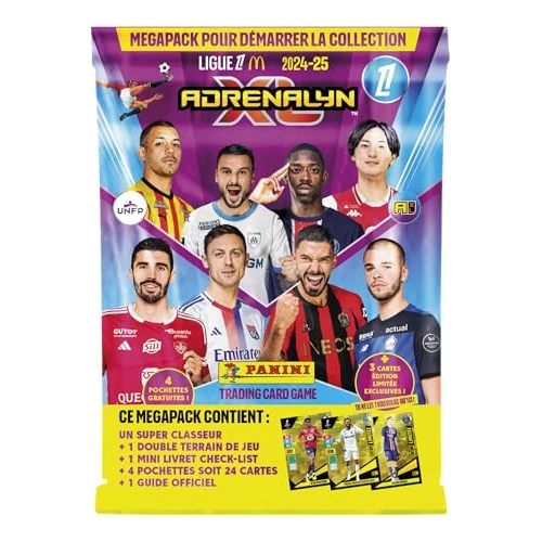 Offre limitee: PANINI ADRENALYN Ligue 1 McDonald's 2024-2025 Trading Cards Game Starter Pack (1 classeur + 4 Pochettes + 3 Cartes édition limitée + Checklist + gameboard + Guide Officiel) de 10.00 EUR a 6.85 EUR (economie 32%)