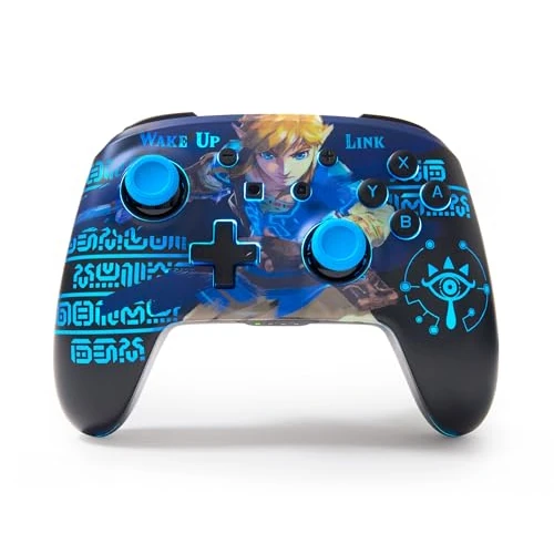 PowerA Enhanced Wireless Controller for Nintendo Switch with Lumectra - Wake Up Link, Gamepad, Game Controller, Bluetooth Controller, Rechargeable