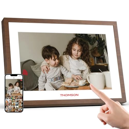 THOMSON Digitale fotolijst, 10,1 inch, interne accu, wifi, digitale fotolijst, 1280 x 800 HD IPS touchscreen, 32 GB geheugen, automatische rotatie, weer, foto's, muziek en video's delen