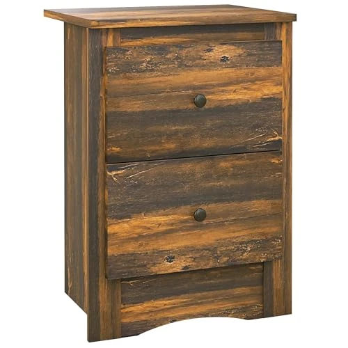 Offre limitée : HOMCOM Table de Chevet Rustique avec 2 tiroirs, Table d'appoint en Bois pour Chambre à Coucher, 40x30x56 cm, Marron de 65.95 € à 65.95 € (0.00% de remise)