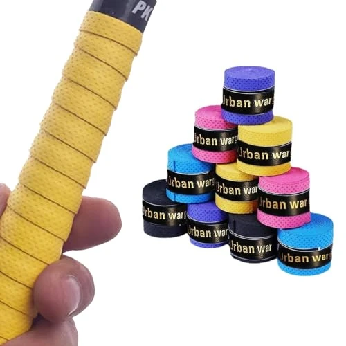 SGERUFZ 10 szt. Wstążka do rakiet śnieżnych chłonna i szybkoschnąca taśma antypoślizgowa PU idealna do tenisa Badminton Squash Fishing 5 kolorów