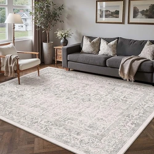 Zeitlich begrenztes Angebot: HUGEAR Grau Vintage Teppich Wohnzimmer 150x210cm Waschbar von 70.99 € auf 60.31 € (15% Rabatt)