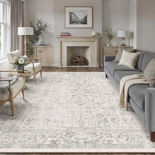 Offerta a tempo: HUGEAR Vintage Tappeto Salotto Grigio Tappeti 240x300cm Soggiorno Antiscivolo Lavabile in Lavatrice Tapette Camera da Letto Sala Ufficio Bambina Bambino Pelo Corto Grande Carpet - 41% da 159.99 € a 94.23 €
