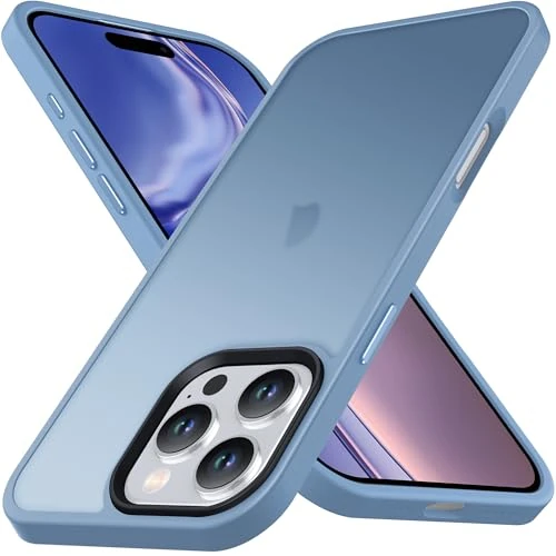 Anqrp for iPhone 16 Pro Max Case Compatible Wireless Charging, Translucent Matte Slim Case Military Grade Shockproof Rugged Cover, Light Blue