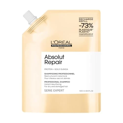 Offerta a tempo: L'Oréal Professionnel Shampoo Professionale per Capelli Secchi e Danneggiati, Idratazione Istantanea e Nutrizione Profonda, Absolut Repair, Ricarica, 500 ml - 4% da 20.73 € a 19.84 €
