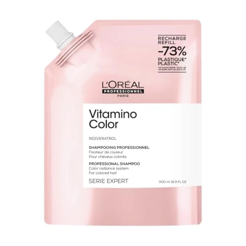 Offre limitée : L'OREAL PROFESSIONNEL - Shampoing Fixateur de Couleur Vitamino Color - Homme & Femme - Cheveux 71 % Plus Nourris & 5 x Plus Brillants - Antioxydant - Cheveux Colorés - Recharge 500 ml de 19.55 € à 19.55 € (0.00% de remise)
