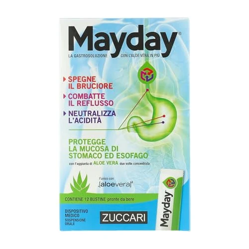 Offre limitée : Zuccari Mayday Gastrosolution Lot de 12 bâtonnets de 10 ml avec double concentration d'aloe vera, alginate de sodium et bicarbonate de sodium, soulagement du reflux gastro-œsophagien et de de 23.76 € à 23.76 € (0.00% de remise)