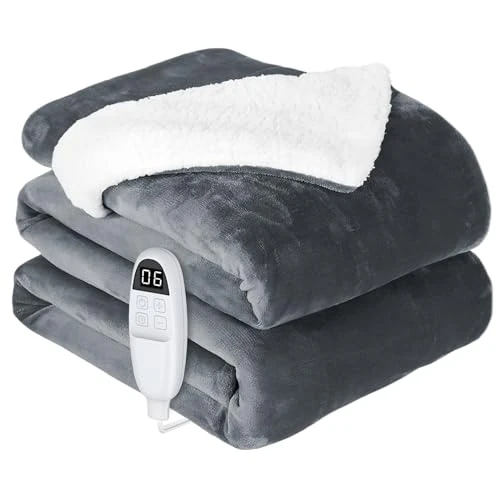 Offerta a tempo: anysun Coperta Elettrica Matrimoniale, Termocoperta 200 x 180 cm, 6 Livelli di Temperatura, Timer 8-10 Ore, Spegnimento Automatico, Plaid Riscaldabile per Divano Letto di Casa, Lavabile in Lavatrice - 45% da 119.99 € a 66.49 €