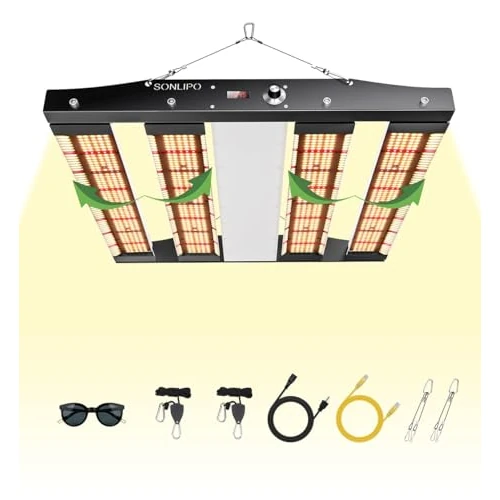 Sonlipo 250W LED Grow Lampe – Vollspektrum Pflanzenlampe mit 1220 Samsung LEDs, 3 Lichtmodi, Dimmer & Timer, für 90x90 cm Indoor Pflanzen, Gemüse & Blumen