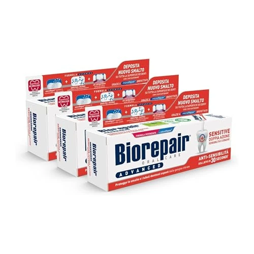 Offerta a tempo: Biorepair, Dentifricio Advanced Sensitive, Doppia Azione Sensibilità e Gengive, Protegge le Gengive, Dona Sollievo in 30 Secondi, Con MicroRepair e CPC Antibatterico, Senza Fluoro e Parabeni, 3x75ml — 28% da 16,82 € a 12,04 €