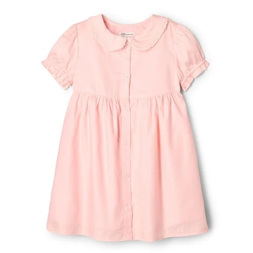 Amazon Essentials x Sofia Grainge Robe en Satin De Coton avec Col Bébé Fille, Rose, 0 Mois