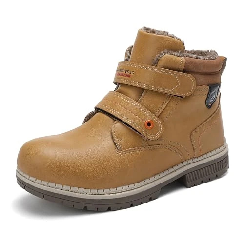 ARRIGO BELLO Winterschuhe Kinder Winterstiefel Jungen Mädchen 31-38 Klettverschluss Gefüttert Warme Bequeme Rutschfeste Winterboots (B Gelb, Größe 36)