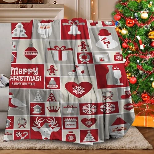 Offerta a tempo: KXHHYB Coperta natalizia 130x150cm,coperta divano natalizia, coperta natalizia matrimoniale morbida e calda, per divano, ufficio, viaggi all'aperto (D,130x150cm) - 19% da 22.09 € a 17.99 €