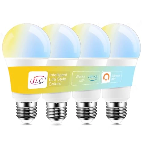 Limitiertes Angebot: iLC LED Alexa Glühbirne E27, 12W Kompatibel Glühbirne mit Alexa(ECHO-Geräte erforderlich), Warmweiß-Kaltweiß 2700K-6000K, Kontrolle durch APP (4 Stück) von 24.99 EUR auf 24.99 EUR (Spare 0%)