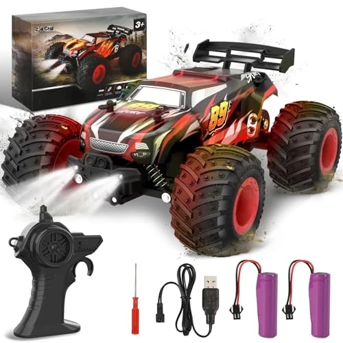 Offerta a tempo: Fivejoy Auto RC, Auto Telecomandate Monster Truck, 2.4Ghz 2WD RTR Elettrico 25+KM/H All Terrain Off-Road Race, RC Auto per Ragazzi Età 4-8, Bambini Telecomando Auto per 3 4 5 6 7 8 Anni Ragazzi Regali - 41% da 32.99 € a 19.44 €