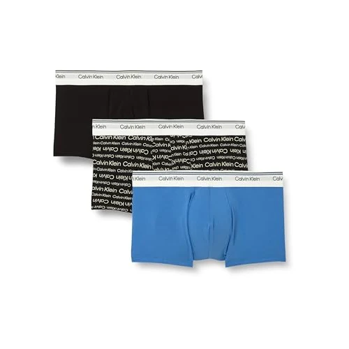 Limitiertes Angebot: Calvin Klein Herren 3er Pack Boxershorts Trunks Balance Low Rise, Mehrfarbig (Black/Wrapped Logo_Black/Regatta), XL von 33.85 EUR auf 24.91 EUR (Spare 26%)