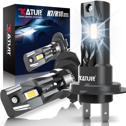 Offerta a tempo: KATUR H7 LED Lampadine Fari per Auto, Canbus 18000LM 6000K Bianco Senza Fili Plug & Play LED H7 Abbaglianti o Anabbaglianti 400% Luminosità 1:1 Mini Dimensioni, 2 Lampadine - 48% da 49.99 € a 26.21 €