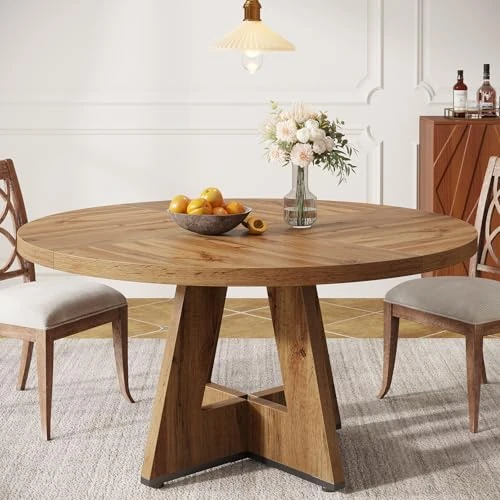 Offerta a tempo: Tribesigns Tavolo da Pranzo Rotondo da 120 cm, Tavolo Cucina per 4 Persone, in Legno Rustico, per Casa, Sala da pranzo e Soggiorno - 10% da 209.99 € a 188.99 €