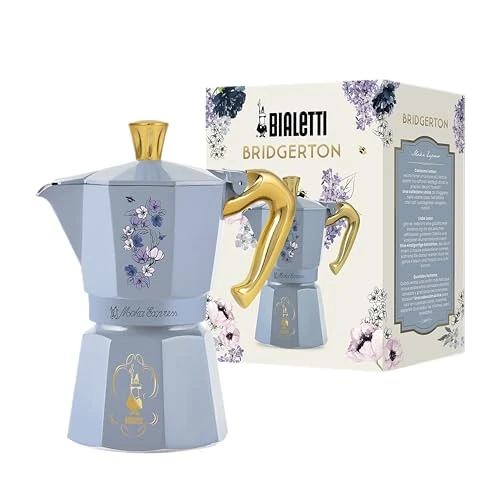 Offerta a tempo: Bialetti Moka Express Bridgerton 6 Tazze, Manico anti scottatura, Non adatta ad induzione, 6 Tazze (270ml), Alluminio - 46% da 59.90 € a 32.56 €