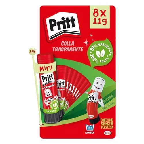 Offerta a tempo: Pritt Colla Stick 8 x 11g, colla per bambini sicura e affidabile, colla Pritt per lavoretti e fai da te, con una tenuta forte per uso scuola e ufficio, 8 stick x 11g - 0% da 10.99 € a 10.99 €