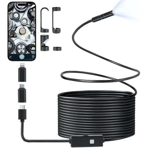 Offerta a tempo: Romon Telecamera per Ispezione, 8.2mm Endoscopio Industriale, Endoscopio 10800P HD Endoscopio Telecamera Ispezione Tubi Impermeabile IP67 Digitale Ispezione Fotocamera con 8 luci a LED Per Smartphone - 0.00% da 23.99 € a 23.99 €
