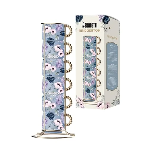 Bialetti Juego de 6 vasos apilables Bridgerton, porcelana, 60 ml