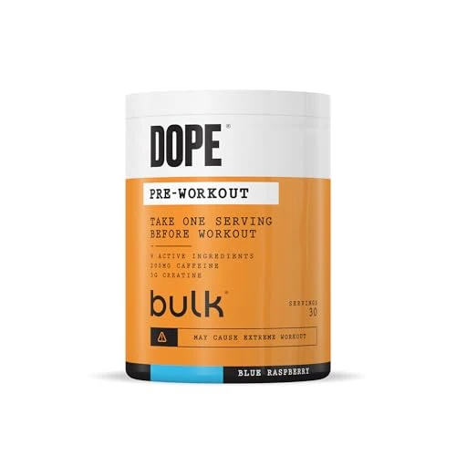 Offre limitee: Bulk Poudre Pré-Workout Dope | Blue Framboise | 3g Creatine per Serving | 200mg Caffeine | Citrulline Malate & Arginine AKG | Beta-Alanine | Energy, Focus & Performance | 510g Supplement de 24.99 EUR a 20.79 EUR (economie 17%)