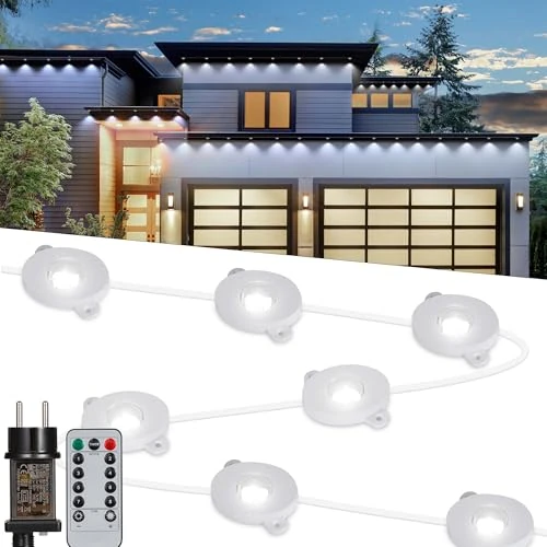 Offre limitee: Tacobey Guirlandes de Noël pour Avant-toits, 15m 36 LED Guirlande Lumineuse Blanche, Guirlande Lampe Electrique avec Télécommande, Minuterie, 8 Modes, Decoration de Noël Exterieur et Interieur de 24.99 EUR a 8.99 EUR (economie 64%)