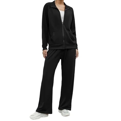 Terecey Traje de Jogging para Mujer Conjunto de Ocio 2 Piezas con Cremallera y Bolsillos para Deportes Fitness S-XXL