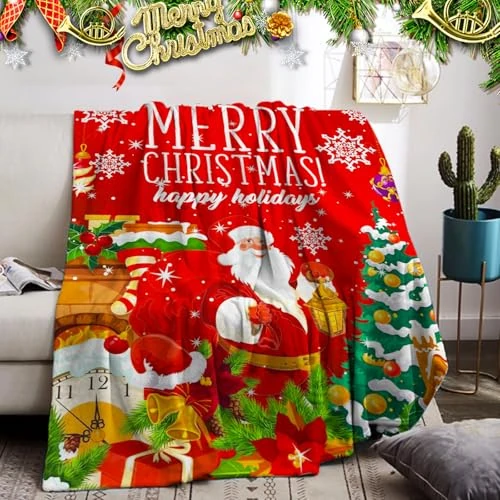 Offerta a tempo: PORJDN Coperta di Natale per Divano, Coperta Morbida in Flanella, Coperta Natalizia con Motivo 3D Stampato, Morbida e Leggera per Divano, Letto, Ufficio e Viaggi all'aperto. (Stile E, 150x200cm) - 19% da 27.99 € a 22.55 €