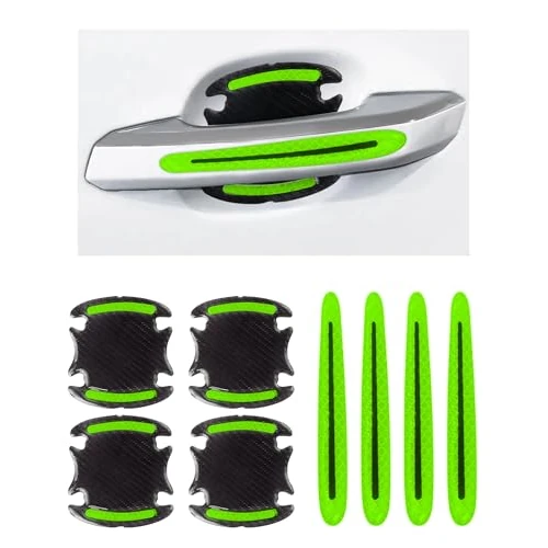 Flaconi 8 stuks autodeurklinkbeschermer, auto-accessoires, auto-accessoires, 3D koolstofvezel deurkom verf krassen beschermfolie, deurklink anti-kras cover guard (groen)