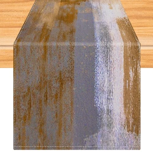 Bieżnik na stół brązowy 40 x 140 cm bieżnik na stół malarstwo bieżnik nowoczesny krótki stół dekoracja stołu zmywalny na Boże Narodzenie przyjęcie wesela wakacje urodziny dekoracja
