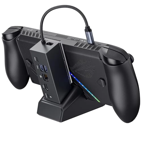 JSAUX 6-in-1 Dockingstation Kompatibel mit ROG Xbox Ally X (2025)/ROG Ally X/ROG Ally/Steam Deck/Legion Go, mit HDMI 4K@120Hz, Gigabit-Ethernet, USB A & USB C 3.0 und 100W PD-Ladung - HB0609 Schwarz