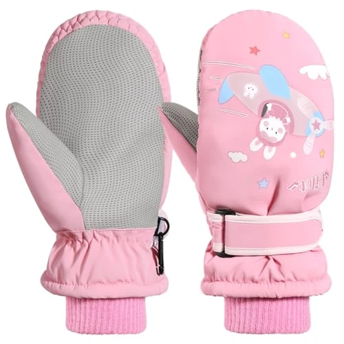 Offre limitee: Gants de Ski pour Enfants, Moufles de Neige Imperméables pour Enfants, Moufles d'hiver avec Bande Ajustable, Gants de Neige pour Garçons/Filles pour Snowboard en Plein Air, S, Rosé de 19.99 EUR a 10.99 EUR (economie 45%)