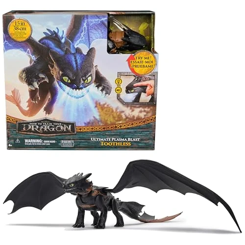 DreamWorks Dragons, How to Train Your Dragon, Sdentato Sputafuoco, Action Figure con Luci, Suoni e Ali da 38 cm, Giocattoli per Bambini, 4+ Anni
