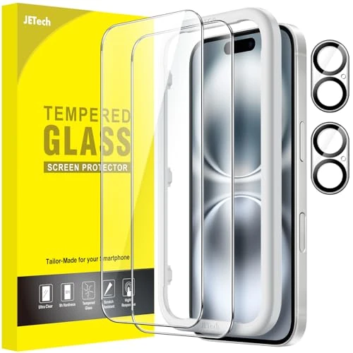 Limited-time offer: JETech Screen Protector for iPhone 16 6.1-Inch with Camera Lens Protector, Easy Installation Tool, Tempered Glass Film, HD Clear, 2-Pack Each from 10.99 GBP to 10.99 GBP (save 0%)