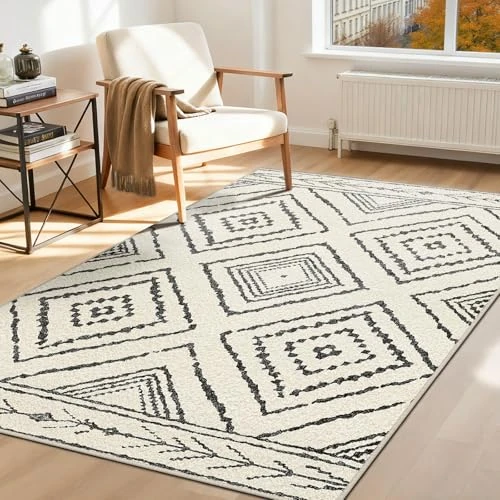 Oferta limitada: DEFYNEE Alfombra para salón 120 x 180 cm, Alfombra Antideslizante de Pelo Corto, Repelente al Agua, Lavable a máquina, para Pasillo, salón y Dormitorio, Negro-Blanco de 56.94 EUR a 56.94 EUR (ahorro 0%)